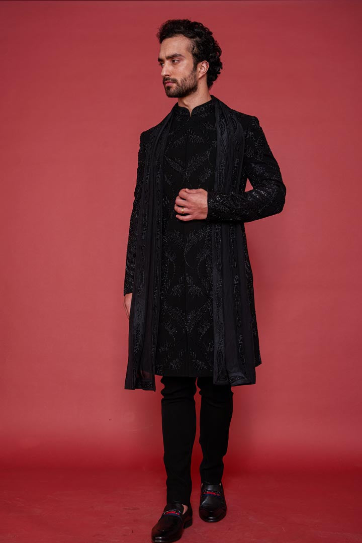 Image of Ebony black Sherwani