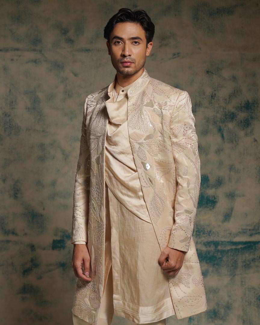 Buttercream hand embroidered contempoarary jacket set