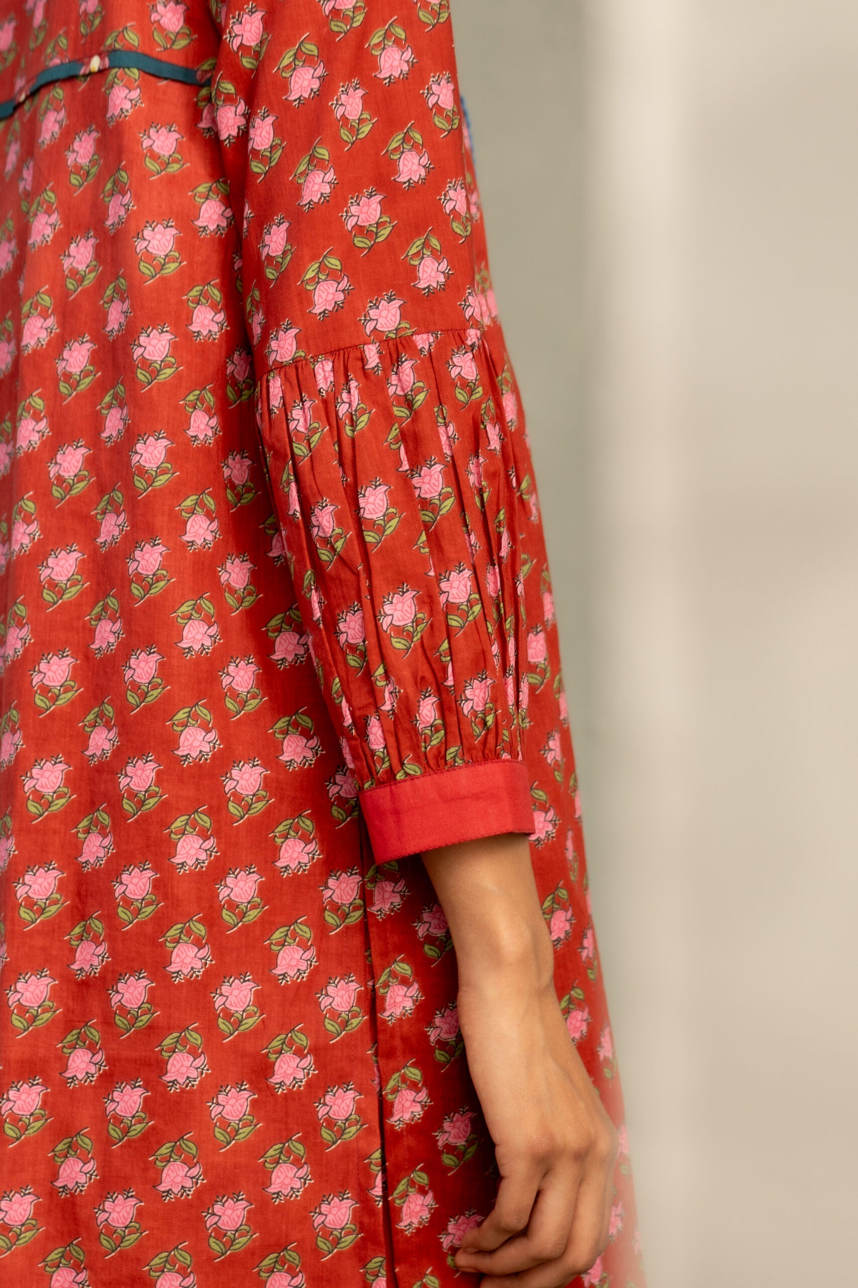 Red Phool Dori Short Kurta Salwar Set