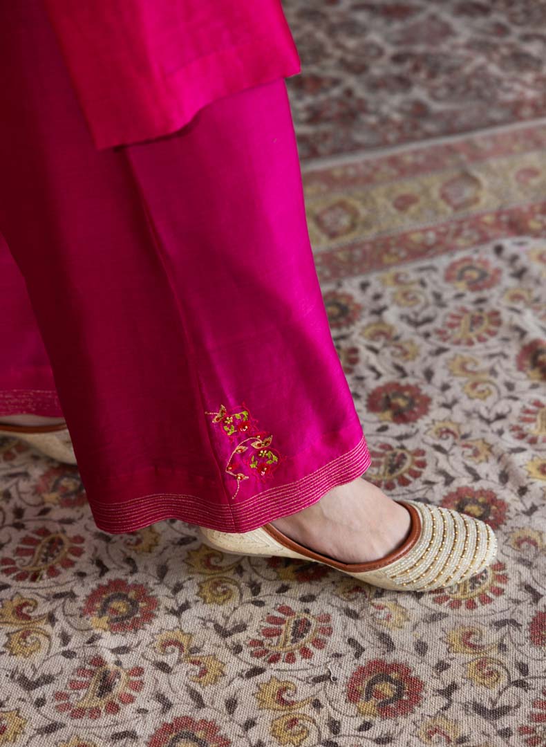 Pink Zari Line Suit- Set of 2