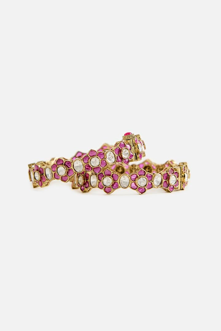 Ruby Kundan Floral Bangles