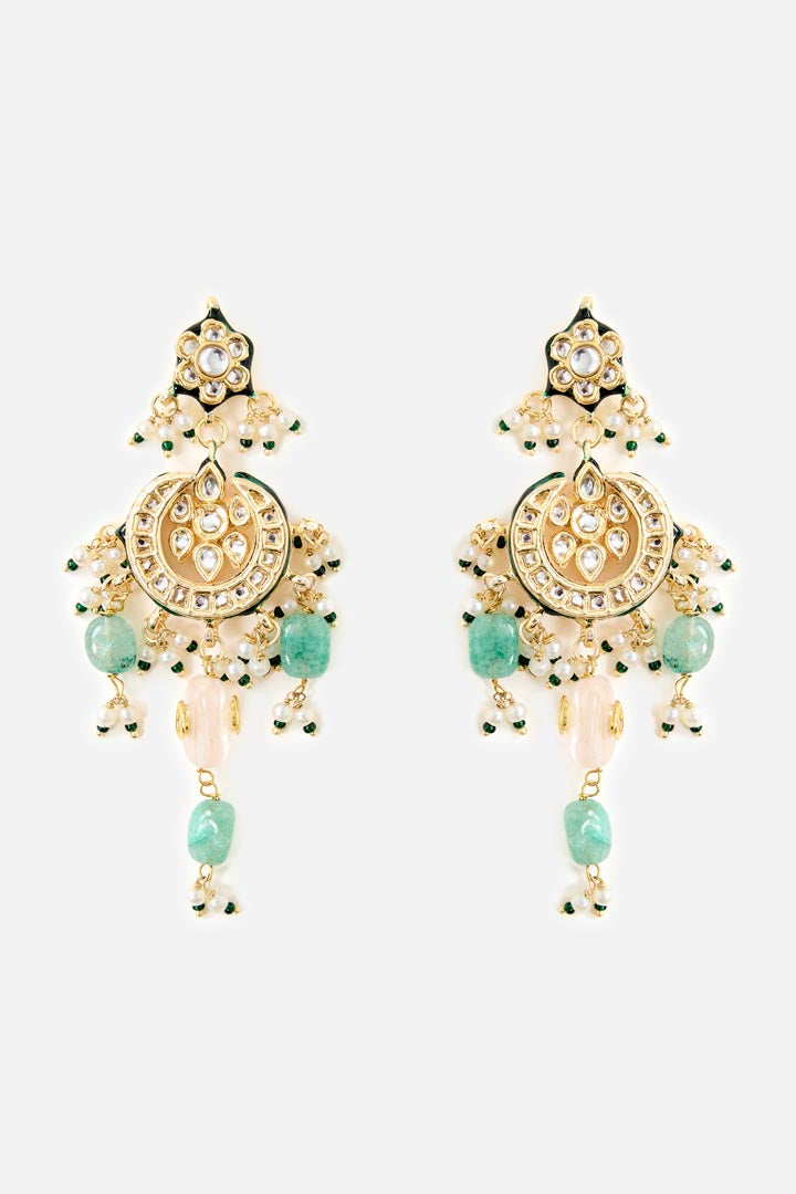 Floral Pearl & Emerald Layered Statement Necklace Set