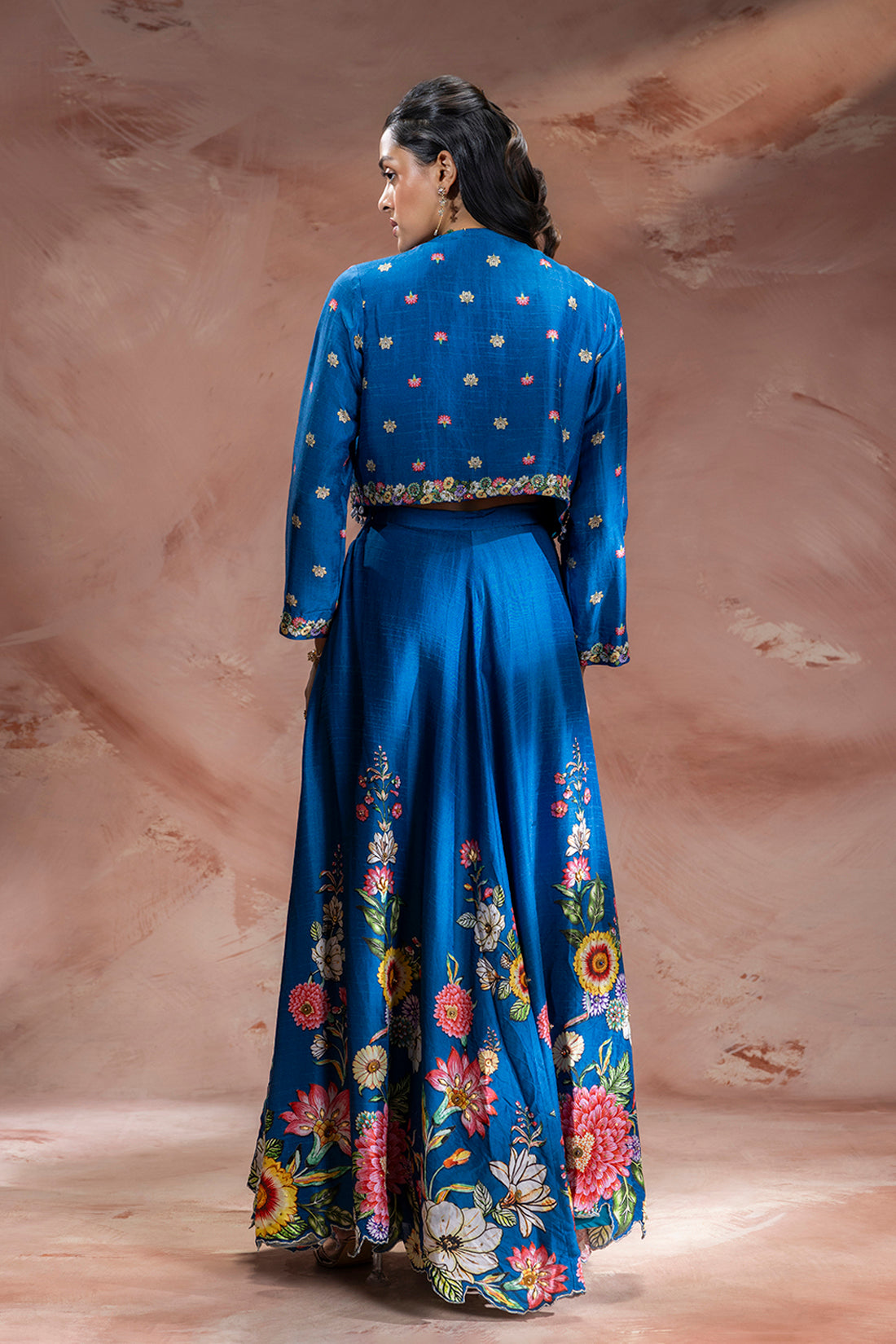 teal blue Blue Lehenga set