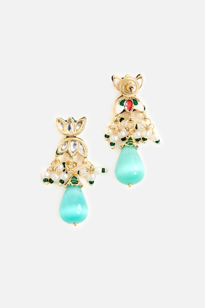 Gold-Tone Multicolor Stone Choker Necklace & Earring Set