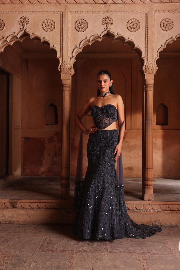 Dark love fish cut lehenga