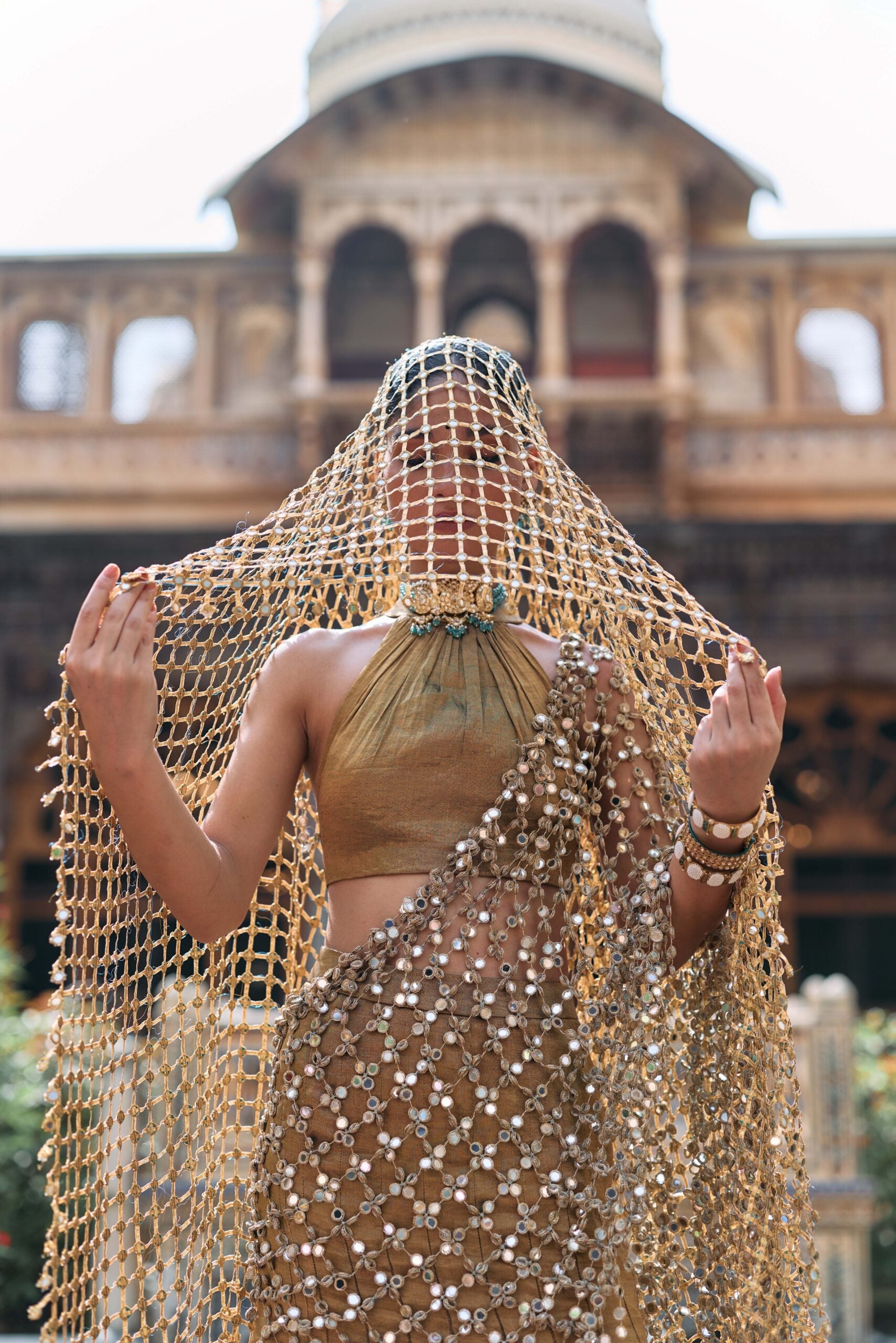 Mandira Lehenga Set with Sheeshya Veil