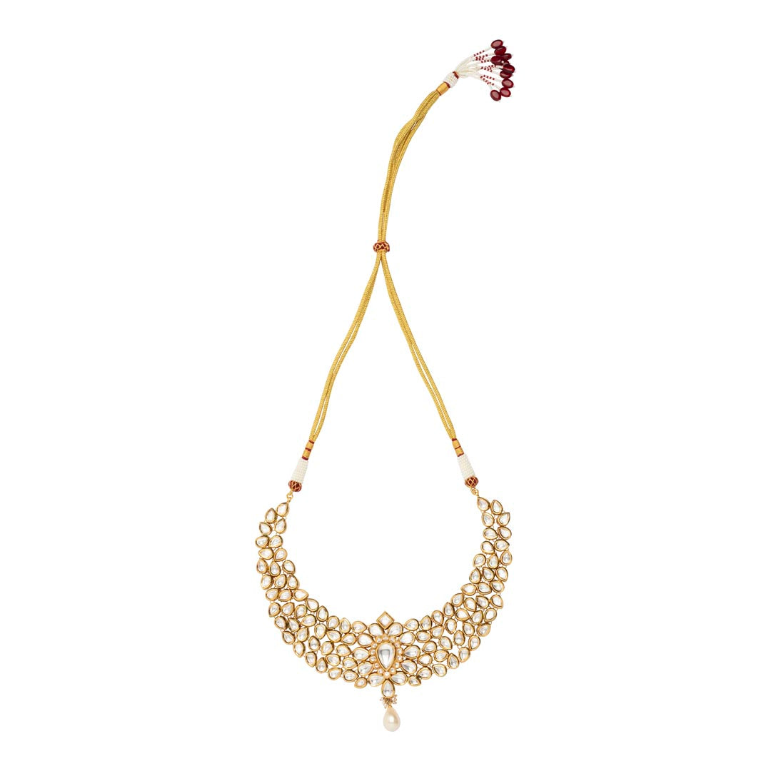 Vivinia By Vidhi Mehra Aatman Gold Plated Womens Kundan, Polki Necklace Set with Pair of earrings VN414