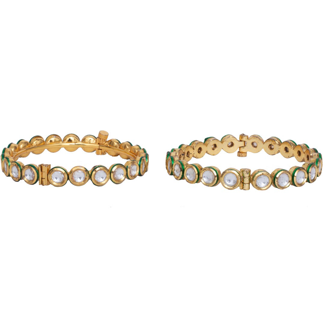 Vivinia By Vidhi Mehra Aatman Gold Plated Womens Kundan, Polki Pair of Bangles VB306
