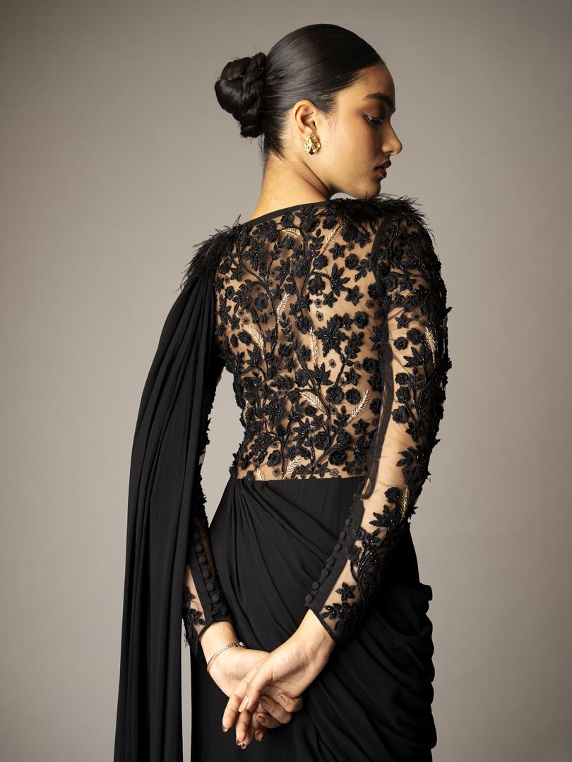 Black Eirene Saree Gown