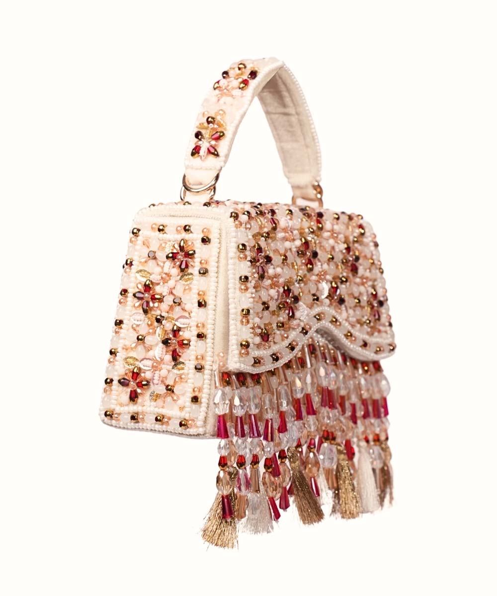 Elara Multi Color Suede Embellished Box Bag