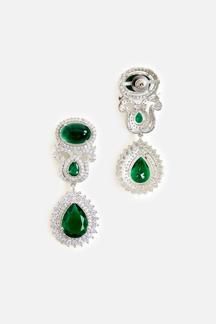 Pearl & Green Stone Statement Necklace Set