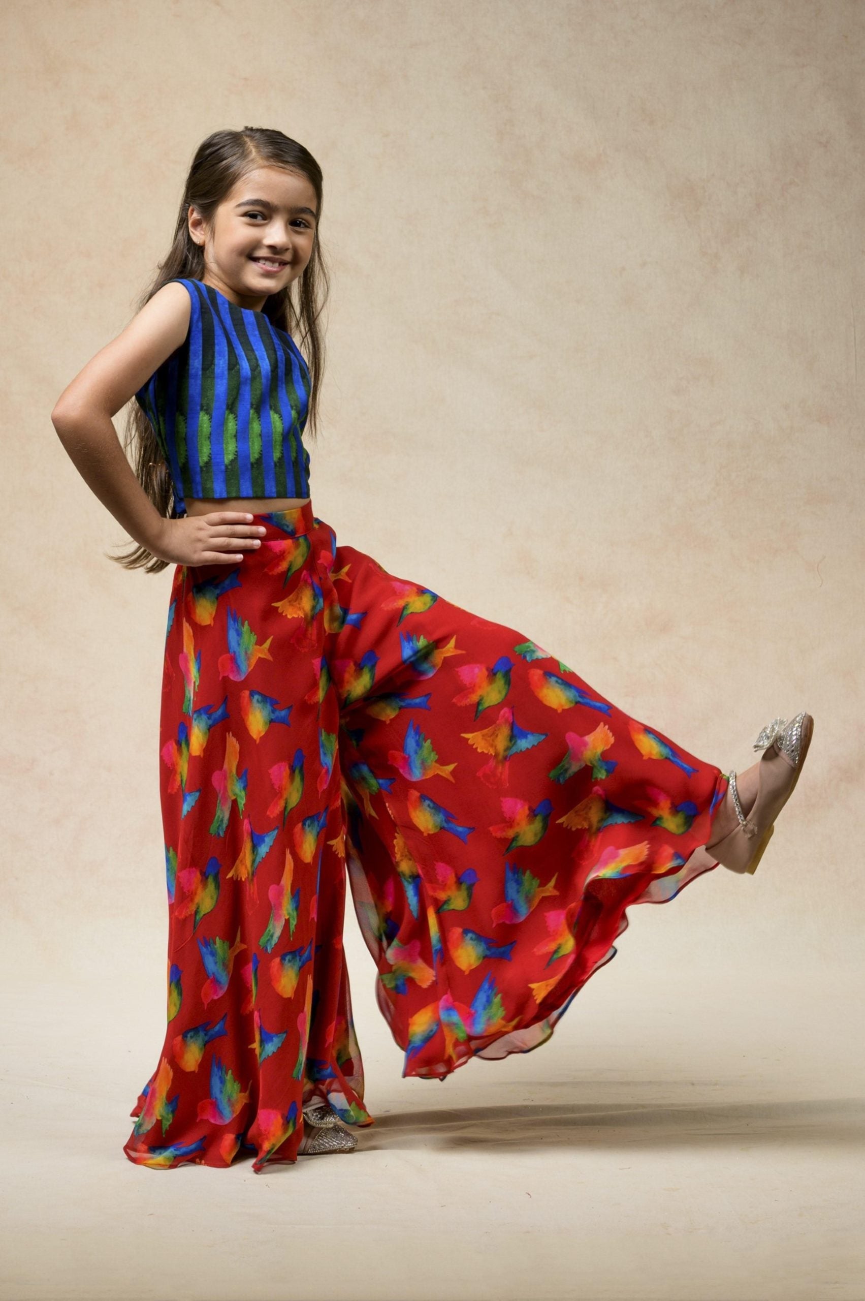 Flared sharara with top, dupatta