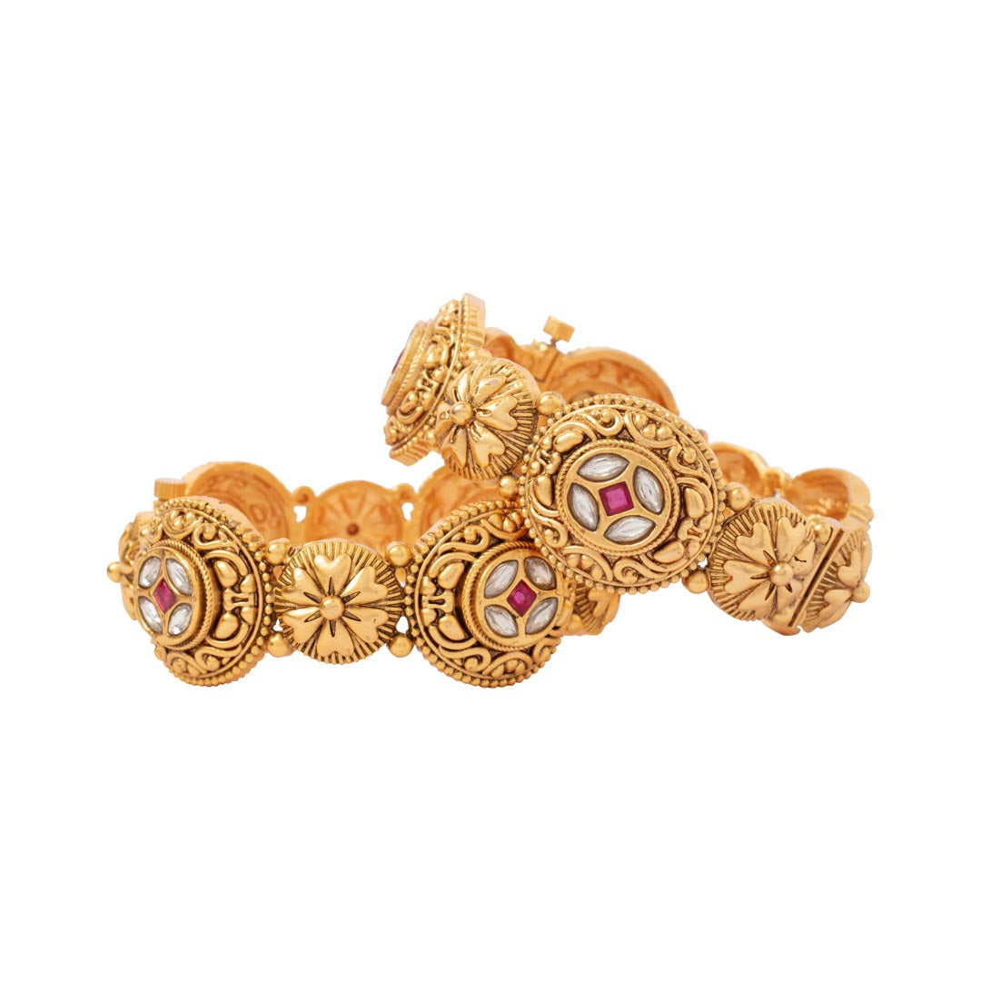 Vivinia By Vidhi Mehra Isvaraah Gold Plated Womens Kundan, Polki Pair of Bangles VB029