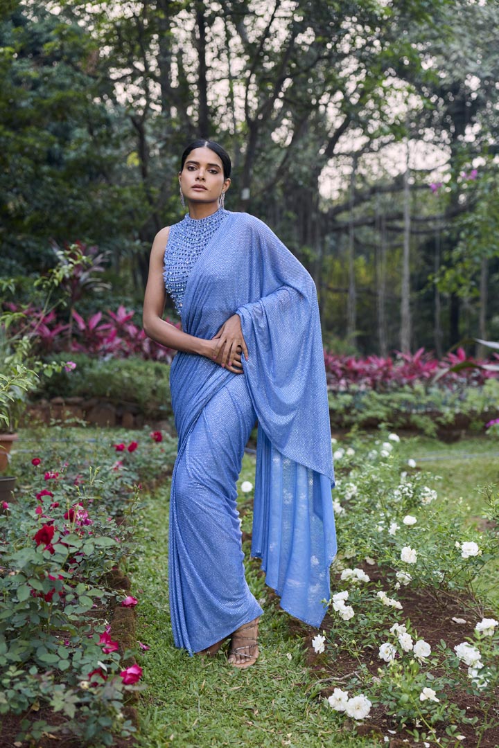 Neel Tara Crystal Saree Set