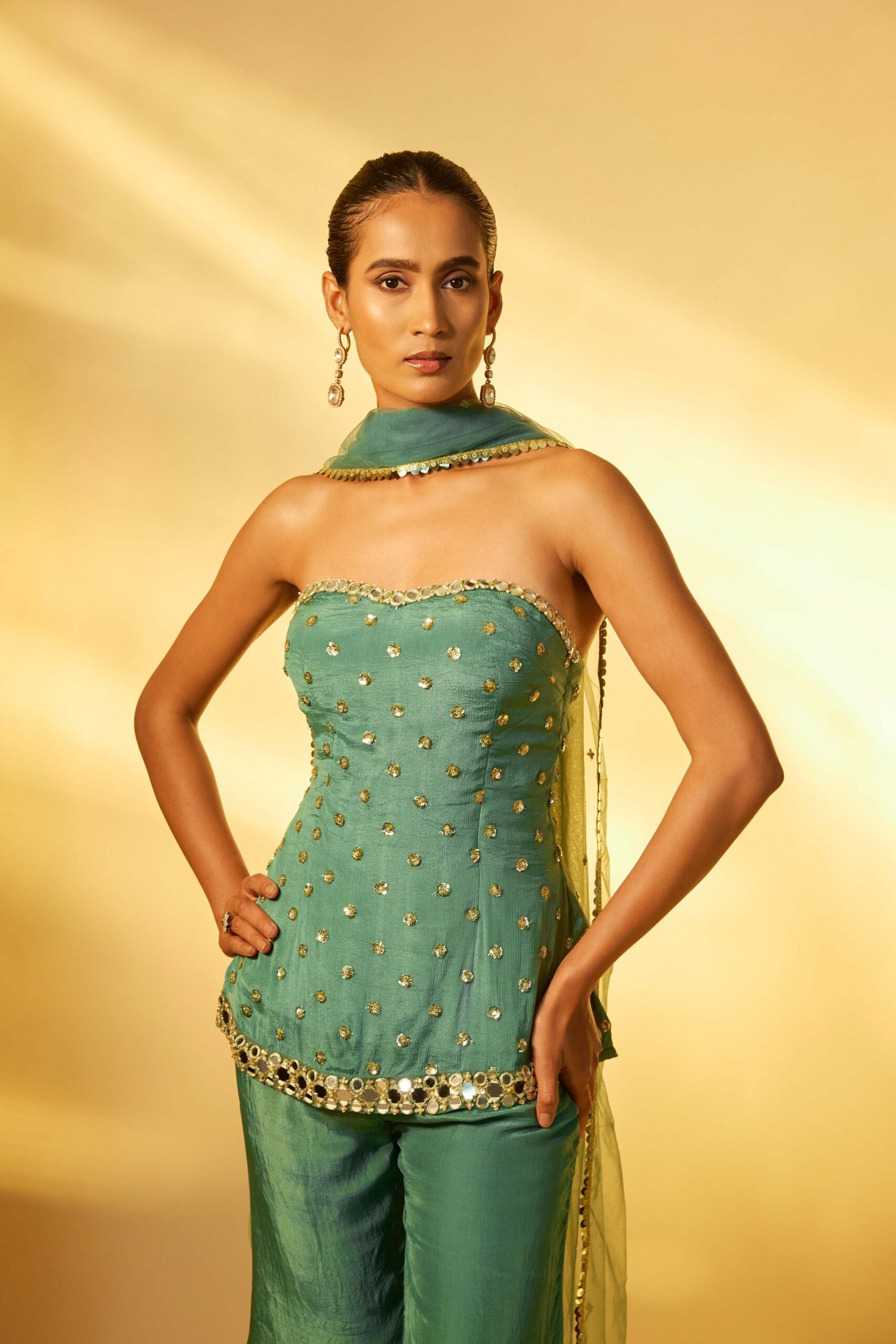 BASIL GREEN PALAZZO SET
