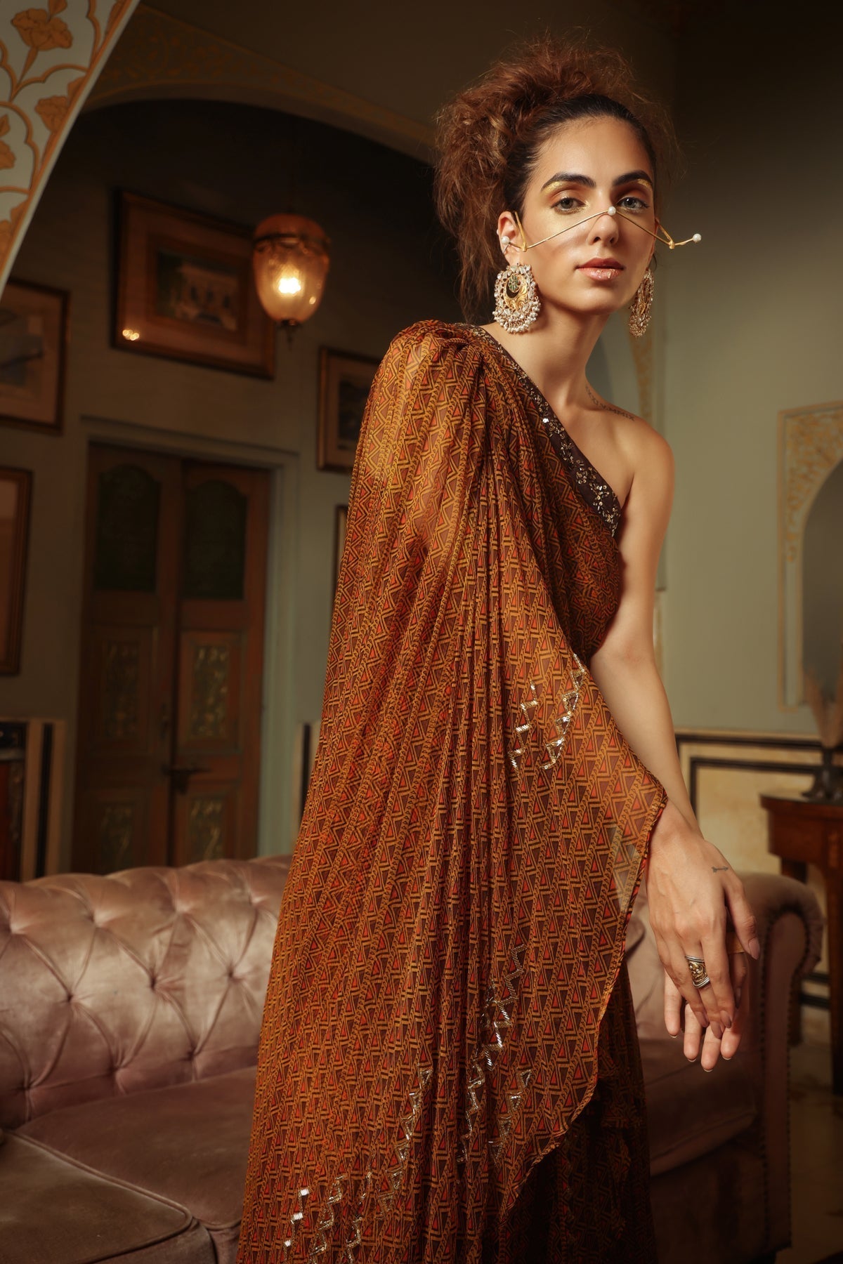 Image of Dilruba trevron dhaani  toga jumpsuit