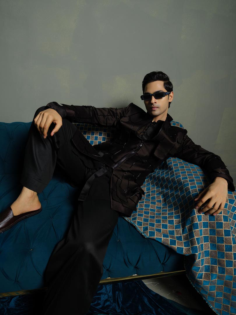 Black Flap Indowestern Set