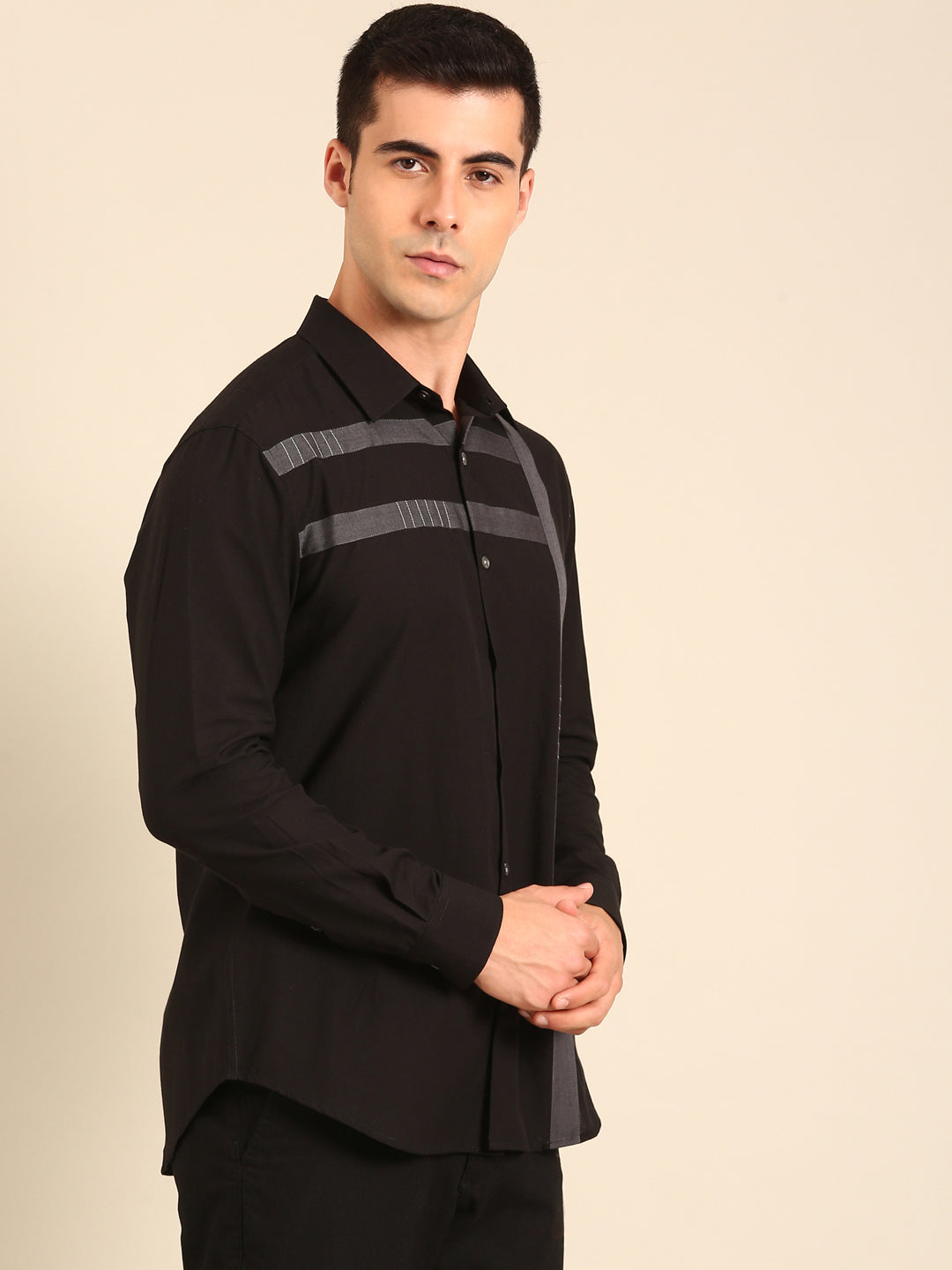 Black- Charcoal Malai Cotton Shirt