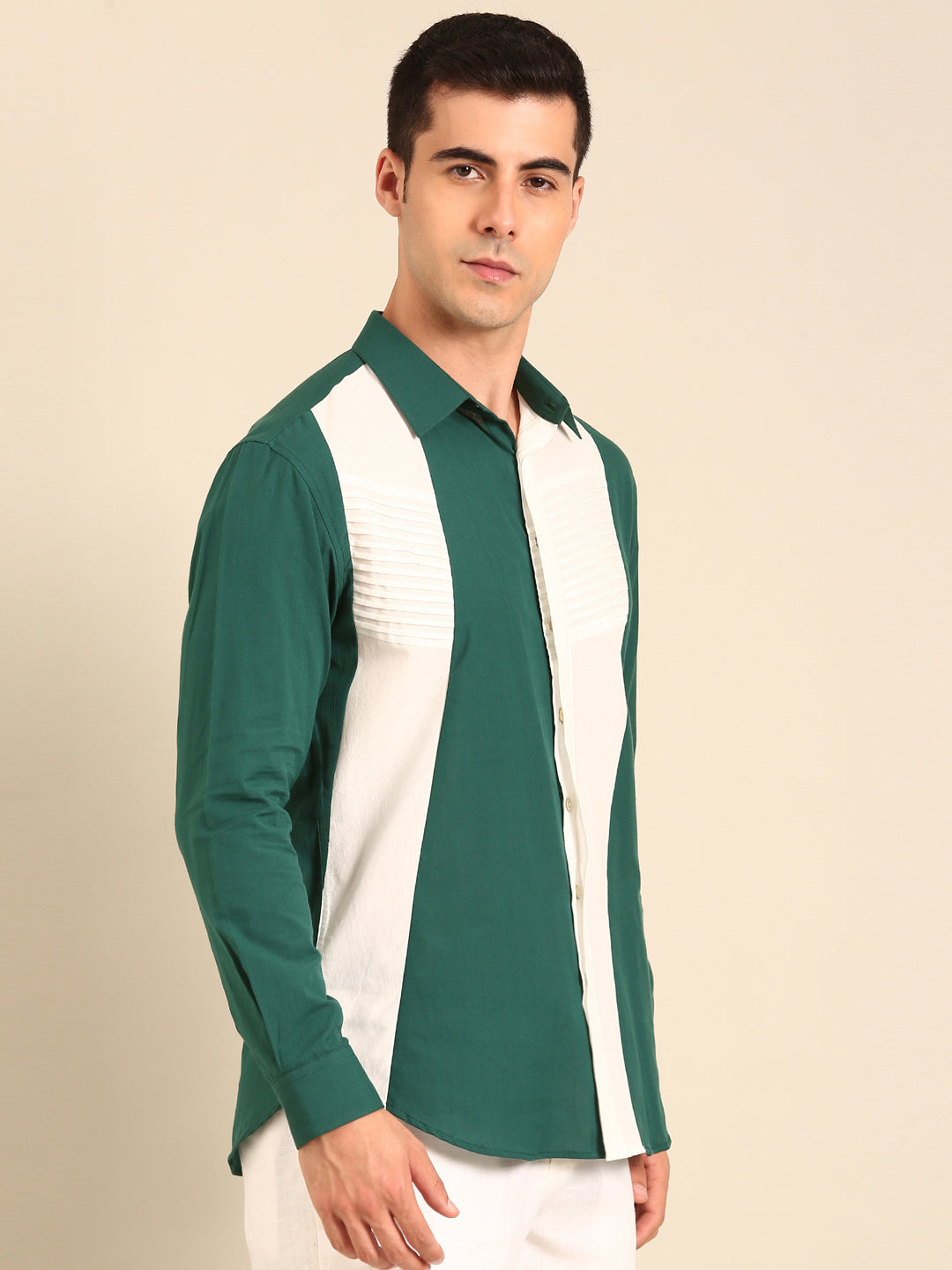 Teal- White Malai Cotton Shirt