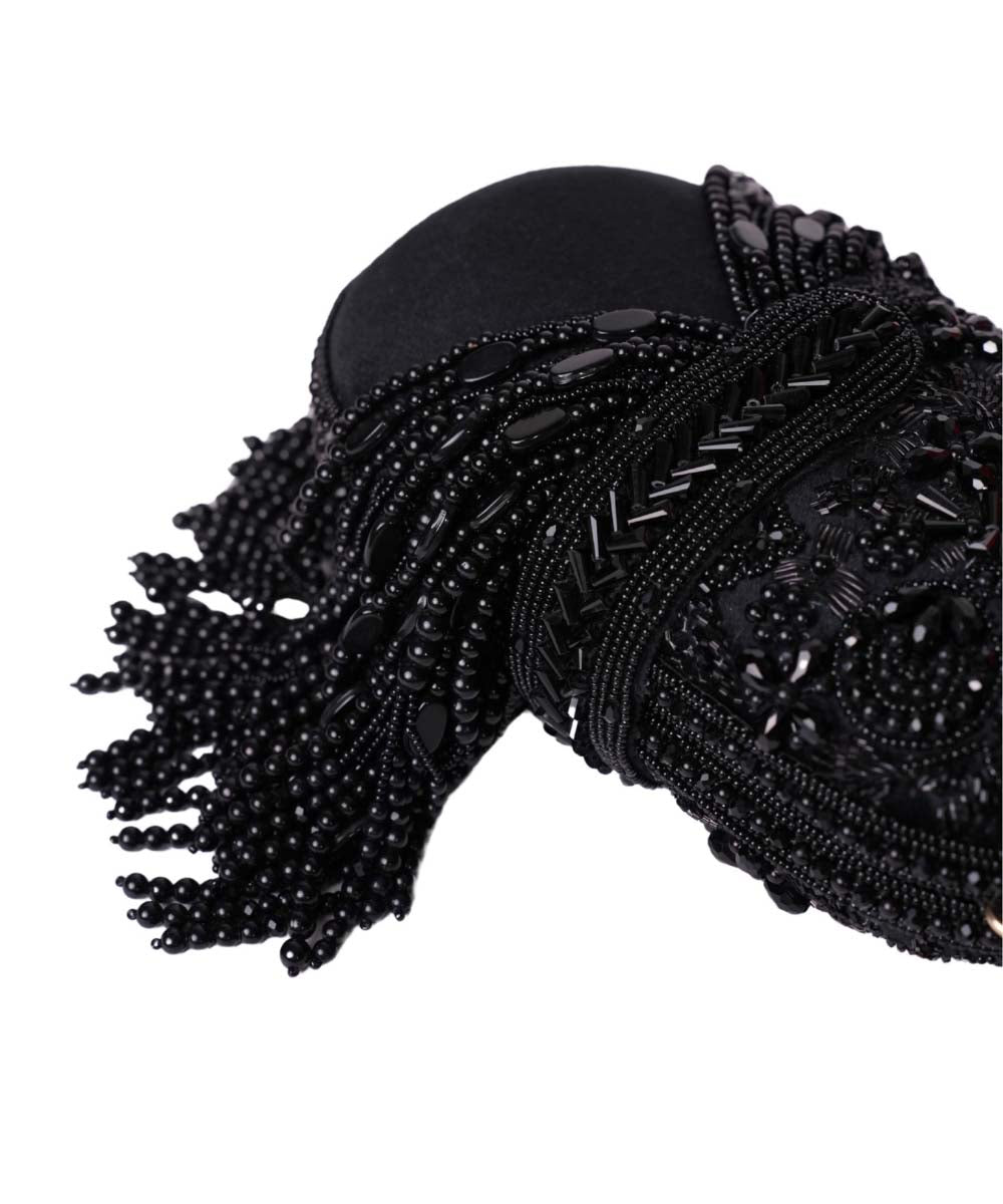 Azmat Black Suede Embellished Capsule Bag