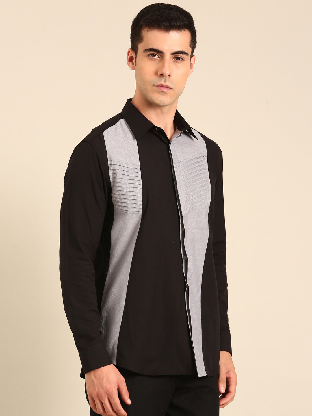 Black - Silver Malai Cotton Shirt