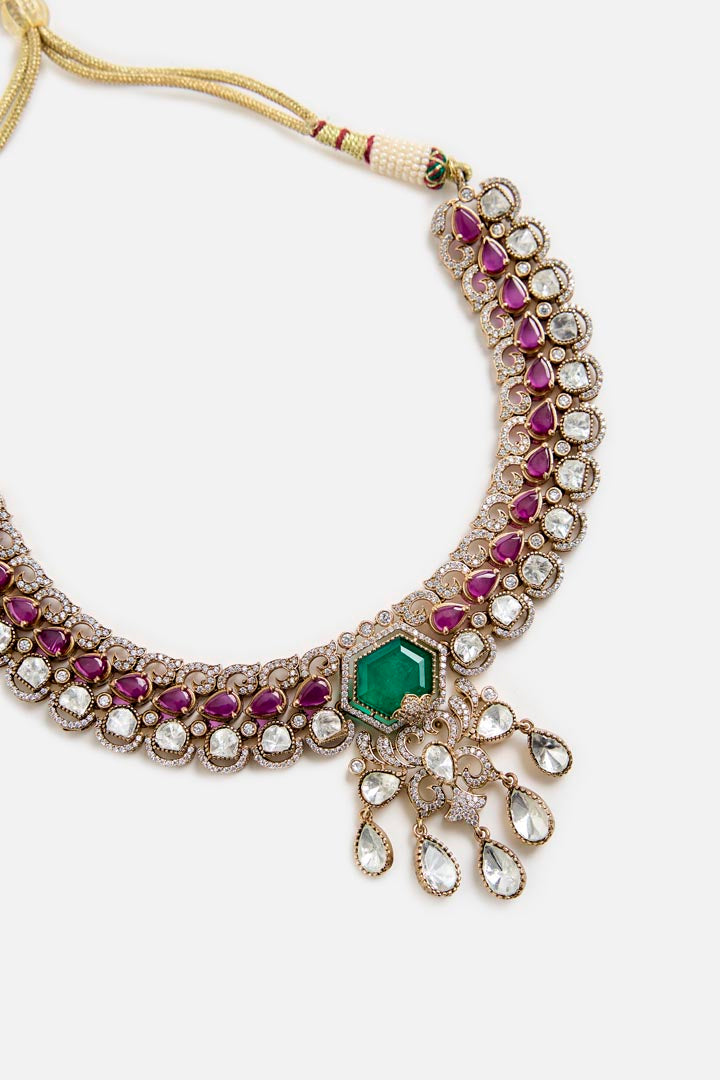Emerald & Kundan Choker Necklace Set