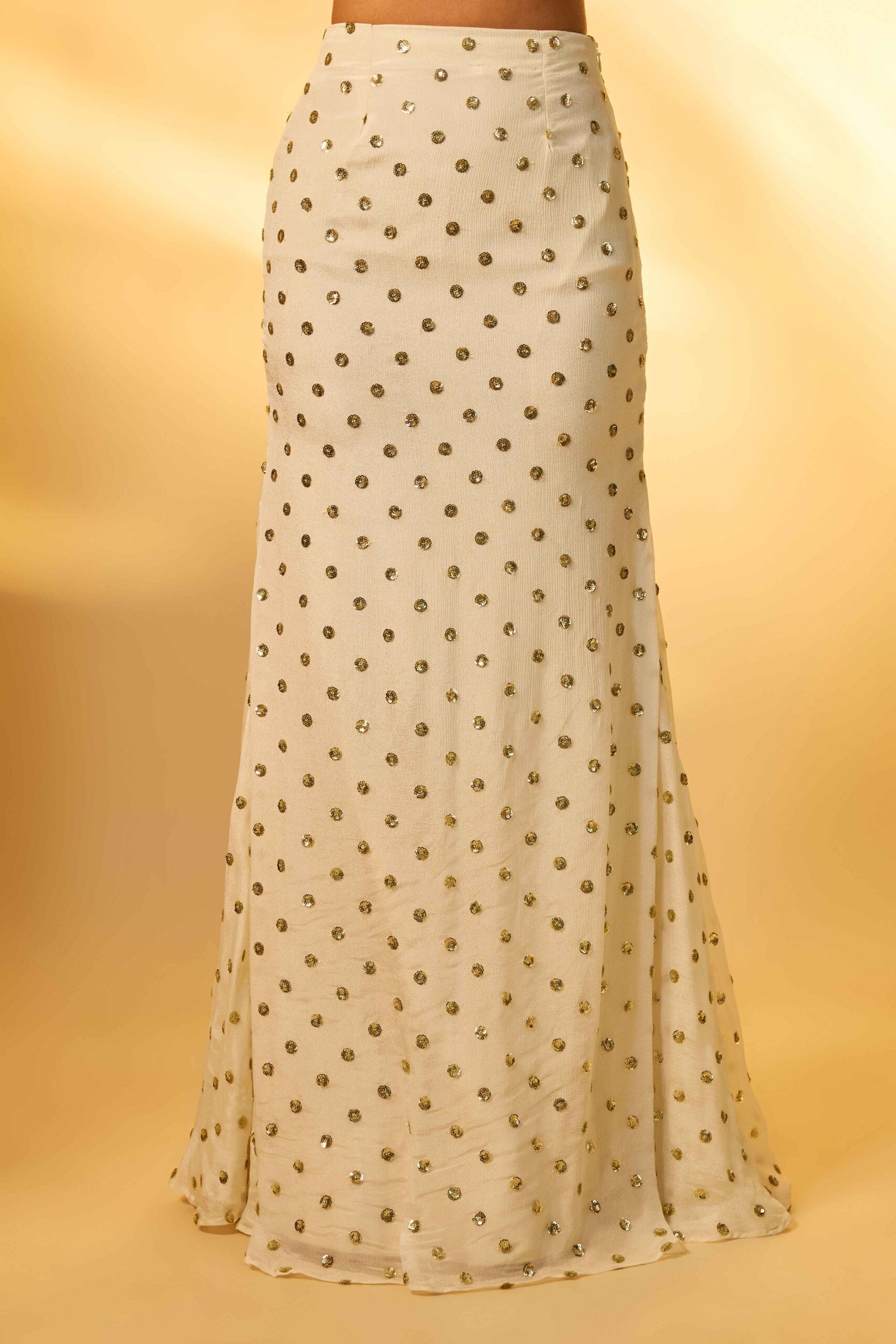 WHITE SEQUINS SKIRT SET