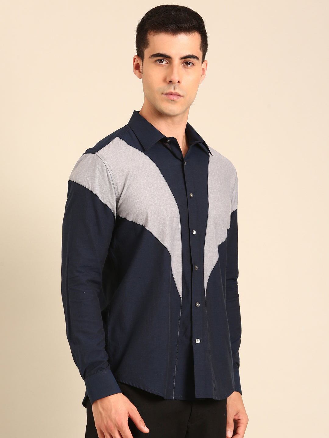 Blue - Silver Malai Cotton Shirt