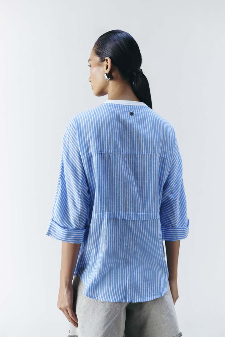 STRIPE SUNRAY STUDDED TOP