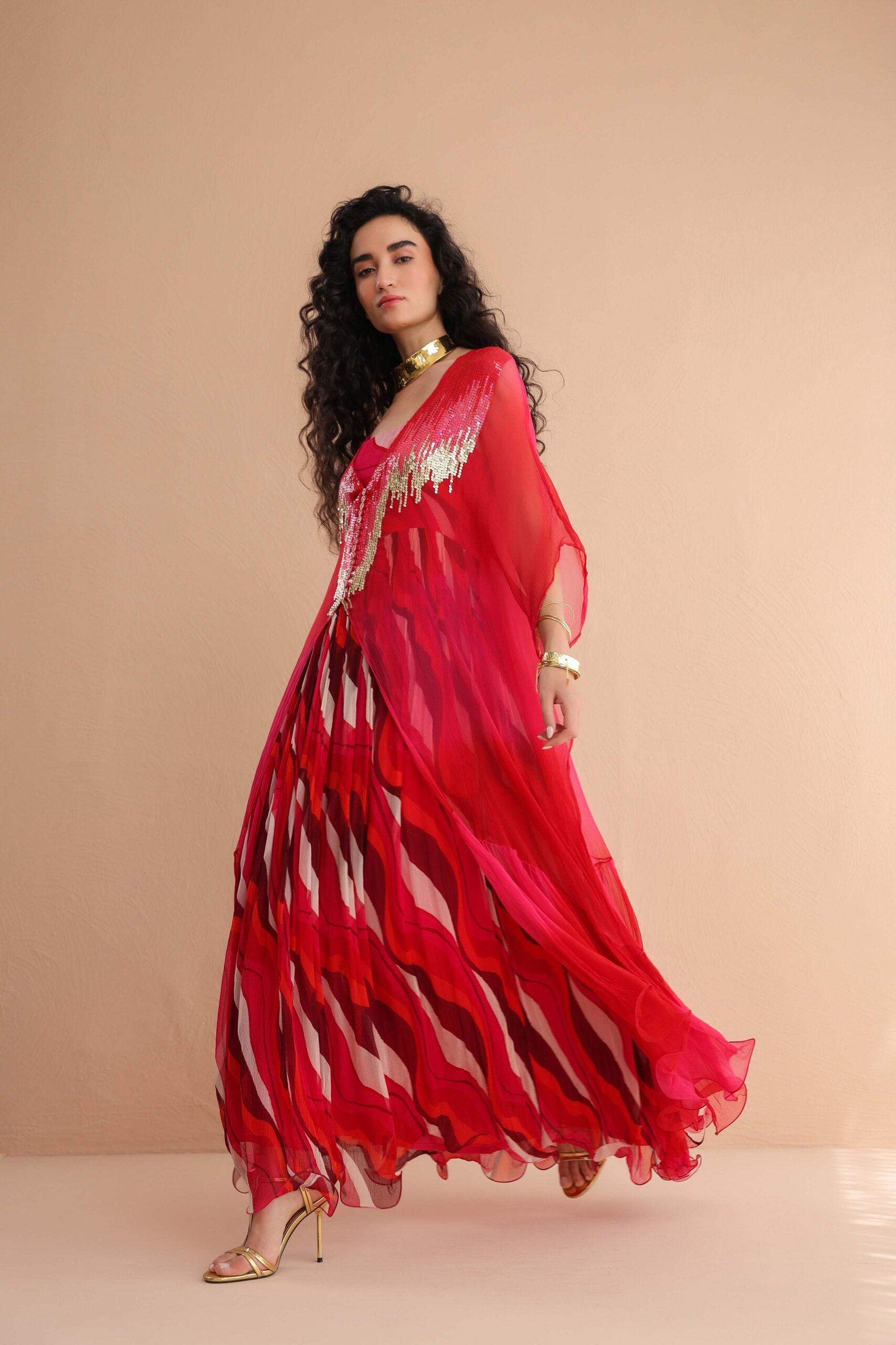 Rose & Pink Bling Kaftaan with Dress set
