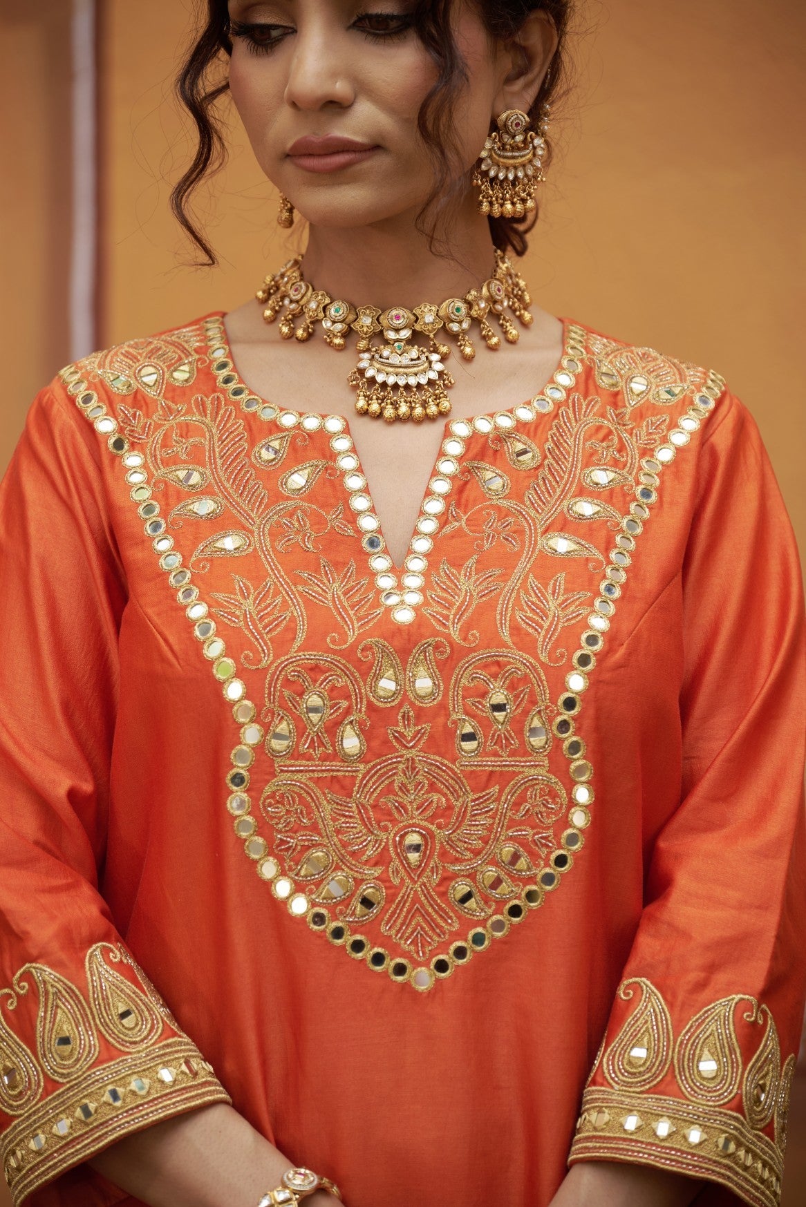 Hnad embroidred katdana work Kurta Set with dupatta