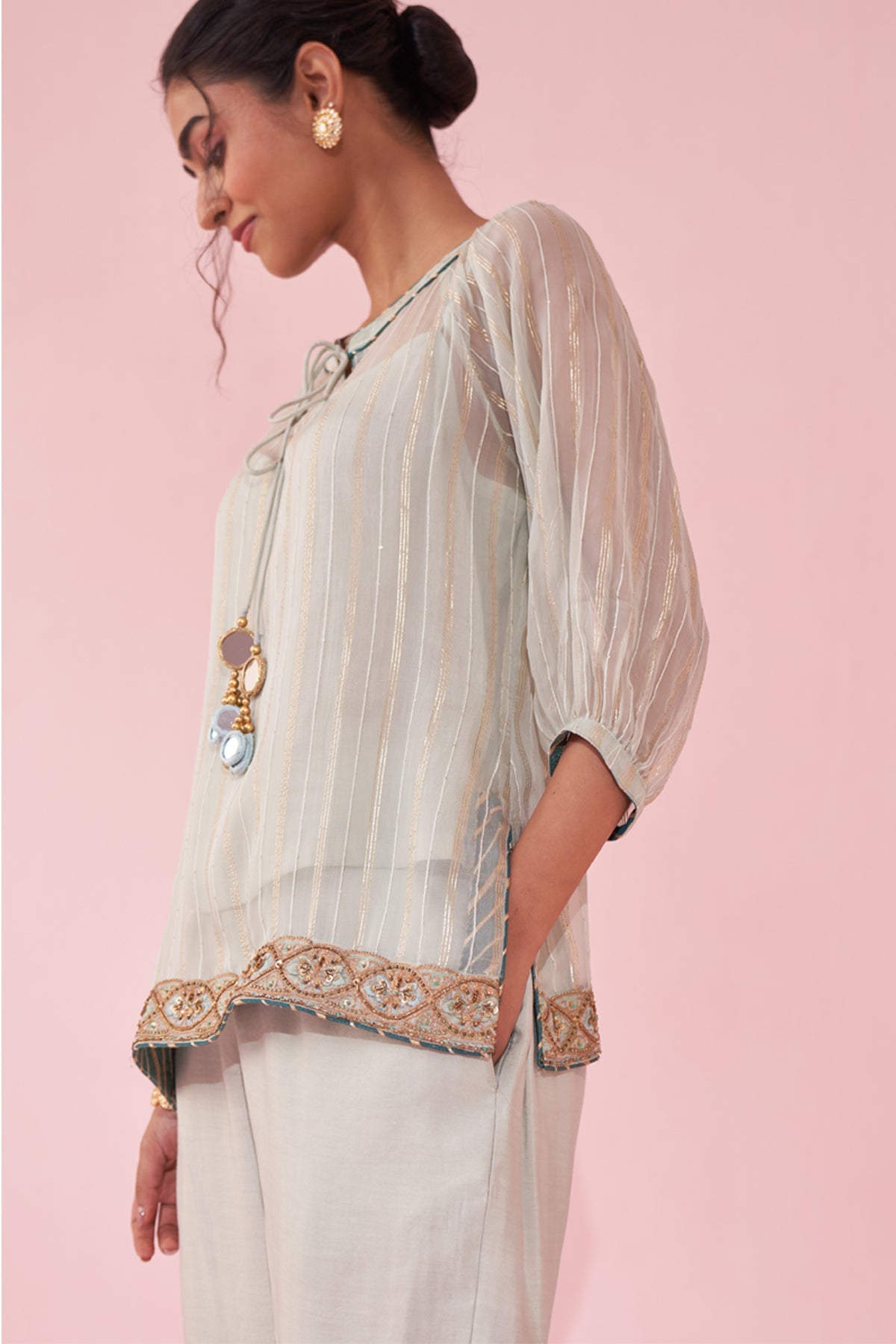 GAJARA PALE BLUE SHIRT PANT SET
