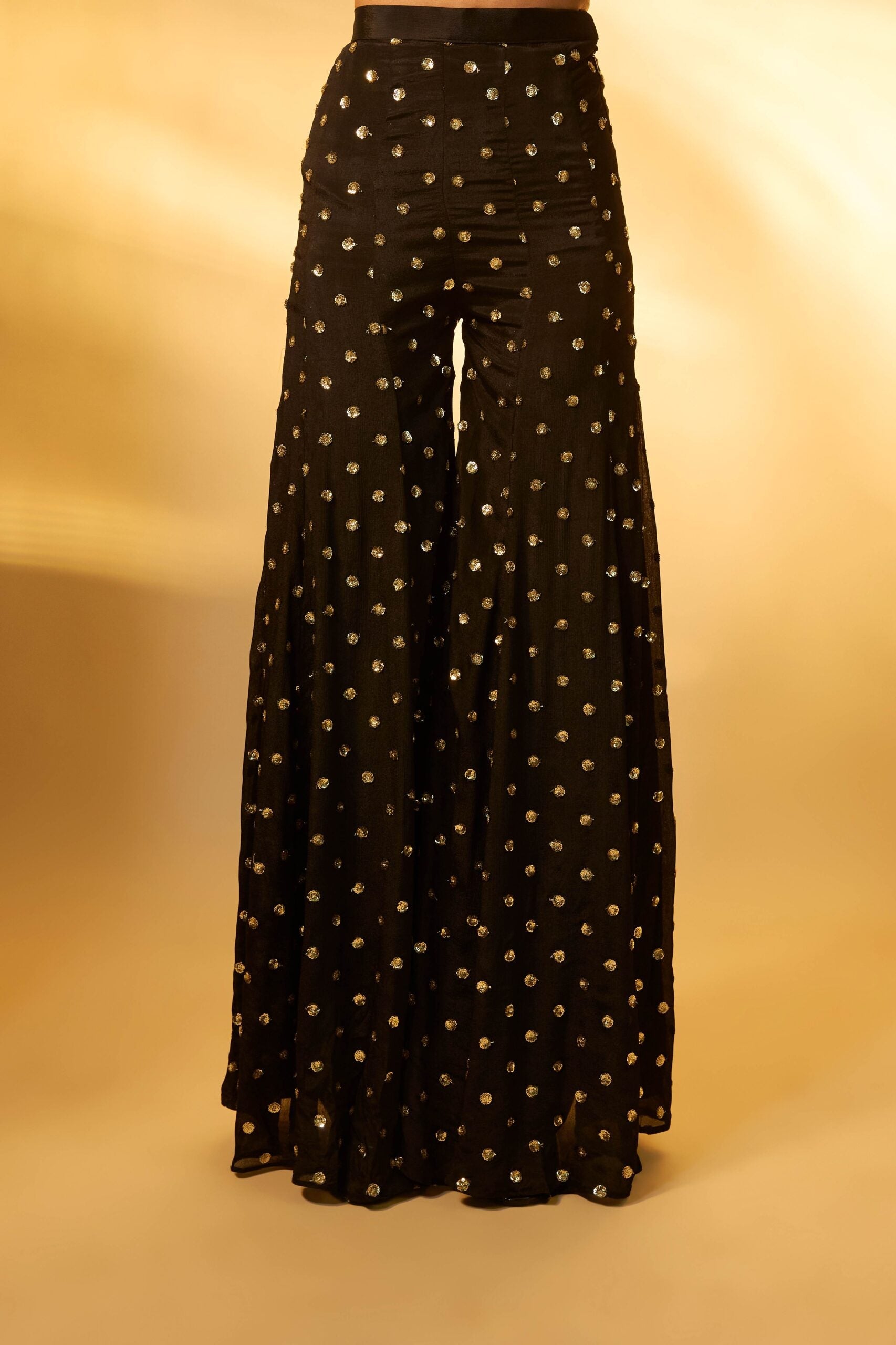 BLACK SEQUINS PALAZZO SET