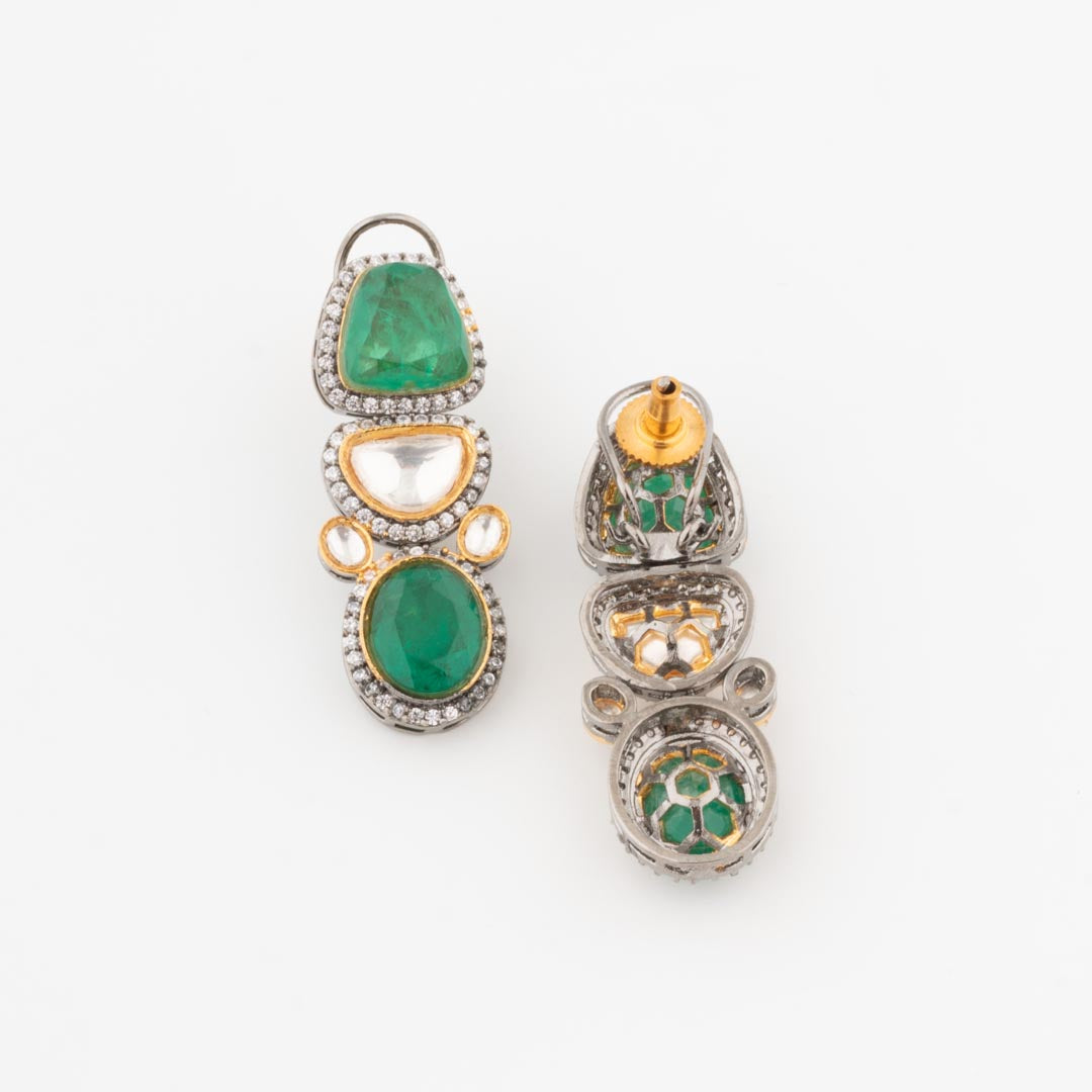 Vivinia By Vidhi Mehra Gold Plated Green Womens Kundan Short Necklace Set with Pair of Earrings VN202