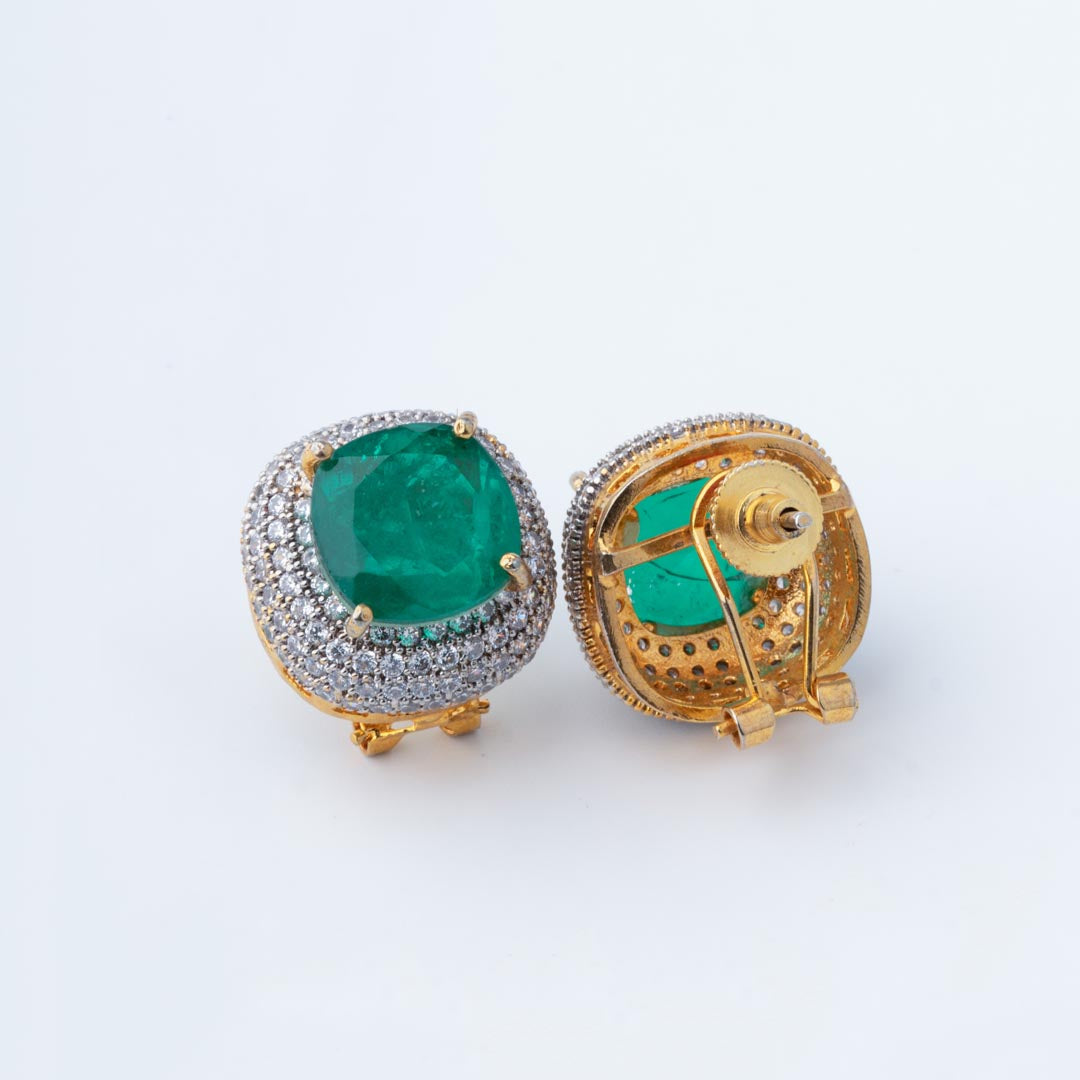 Vivinia By Vidhi Mehra Silver Plated Green Womens Synthetic Stone Choker Necklace Set with Pair of Earrings VN132