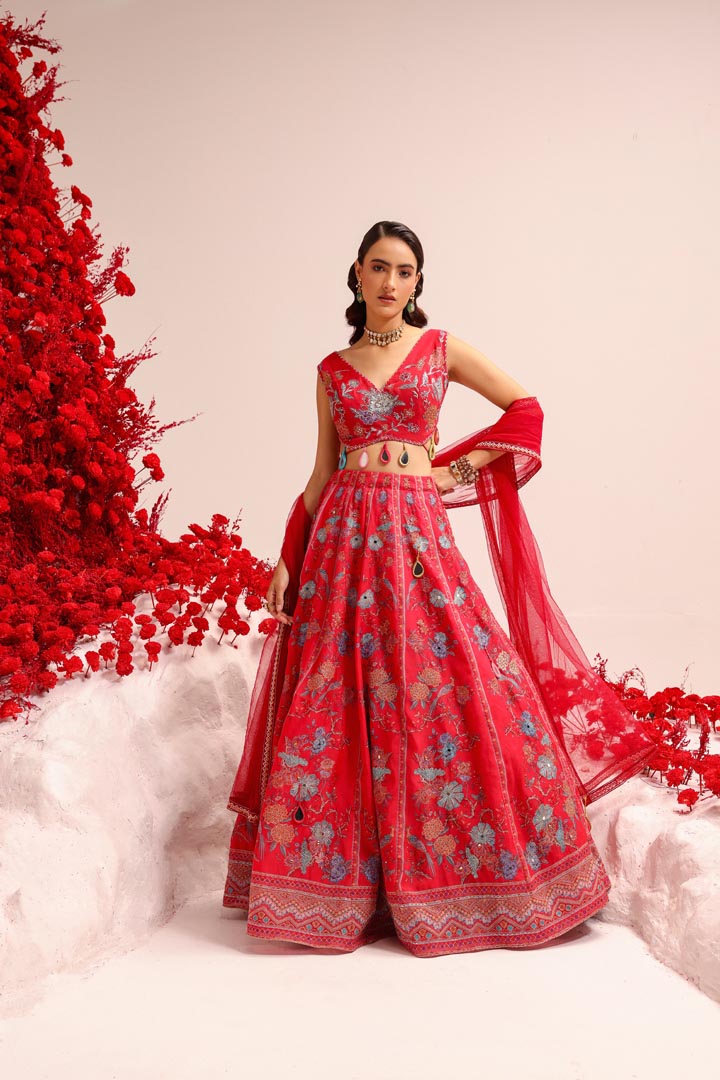 Image of Khwaish fuschia lehenga