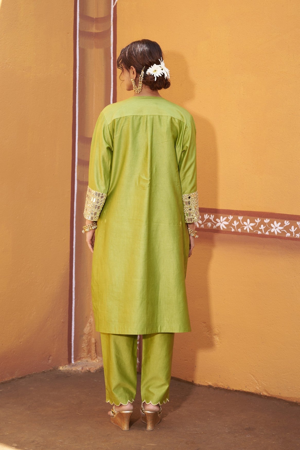 hand embroidery mirror work Kurta Set