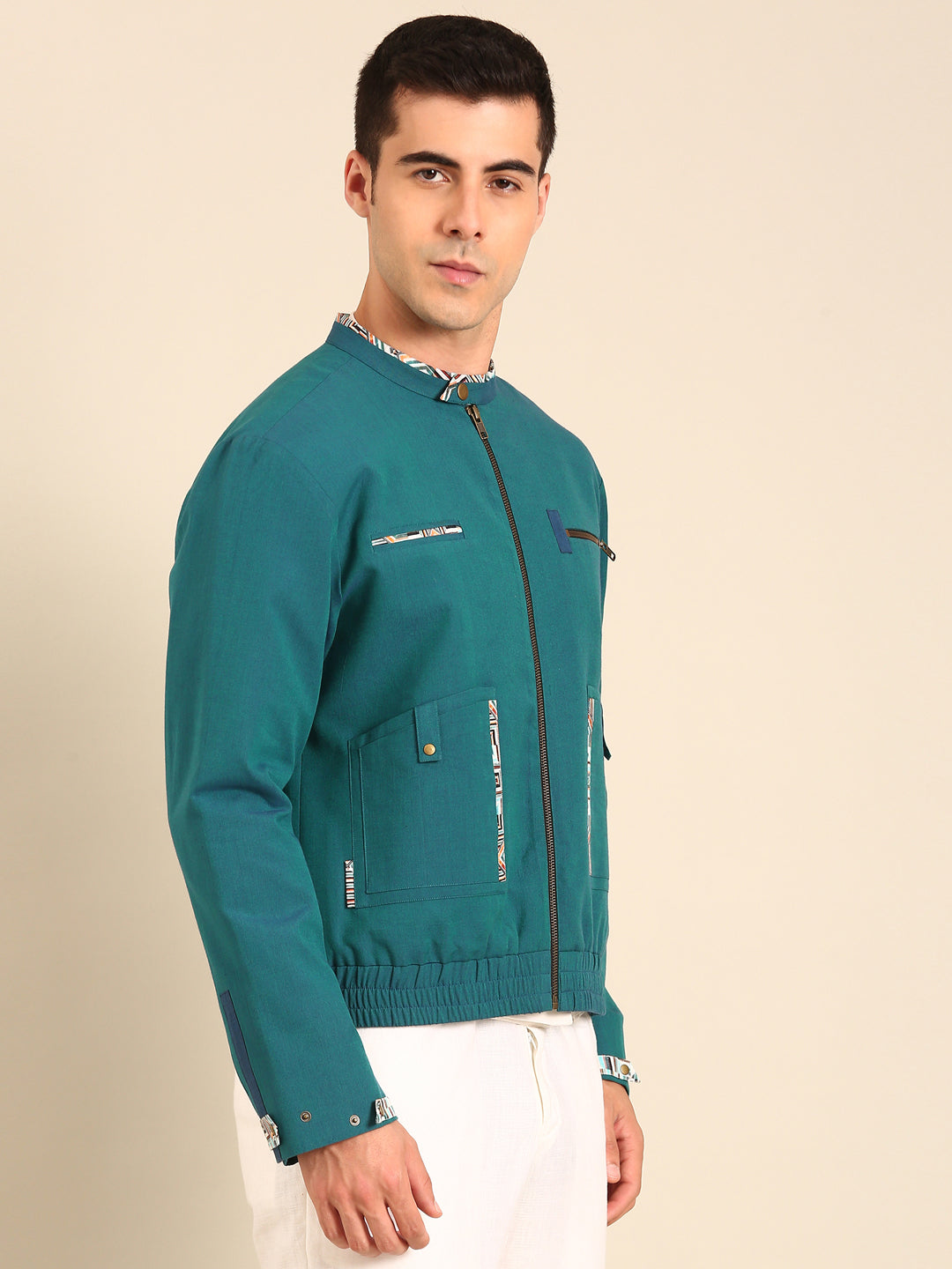 Blue Malai Cotton Bomber Jacket