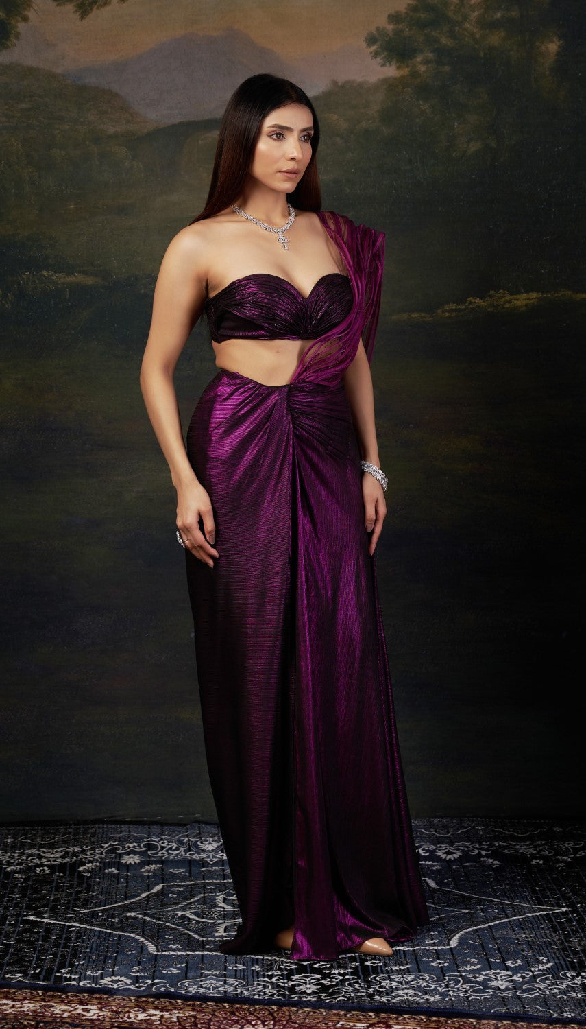 Embellished Saree gown with Intricate Katdana & Wire Work Pallu