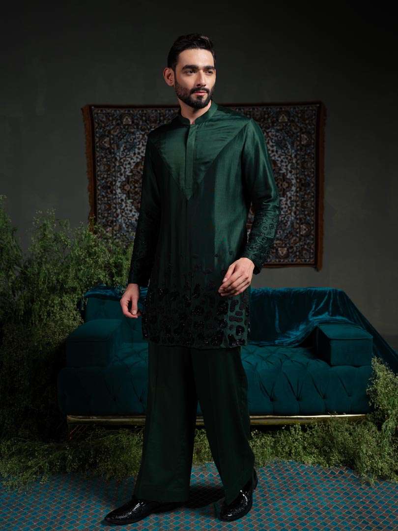 Deep Emerald Amoeba Kurta Set