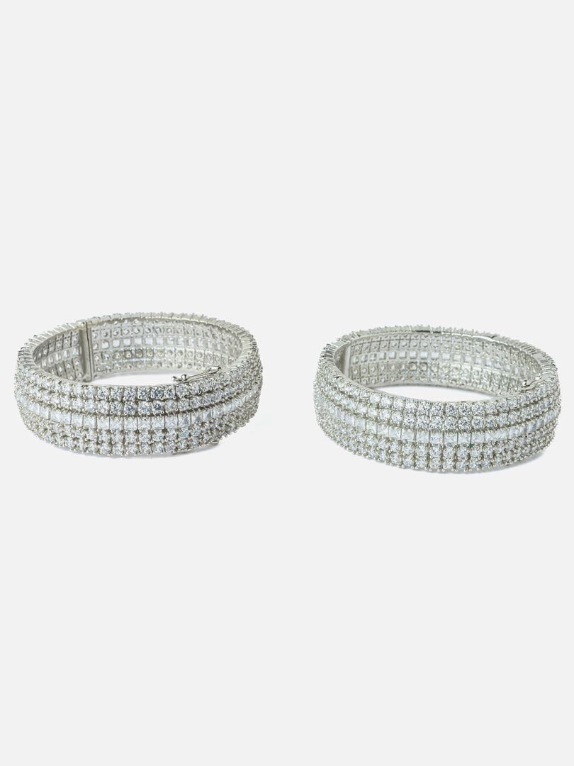Vivinia By Vidhi Mehra Silver Plated Zircon Womens Pair of Bangles VB150