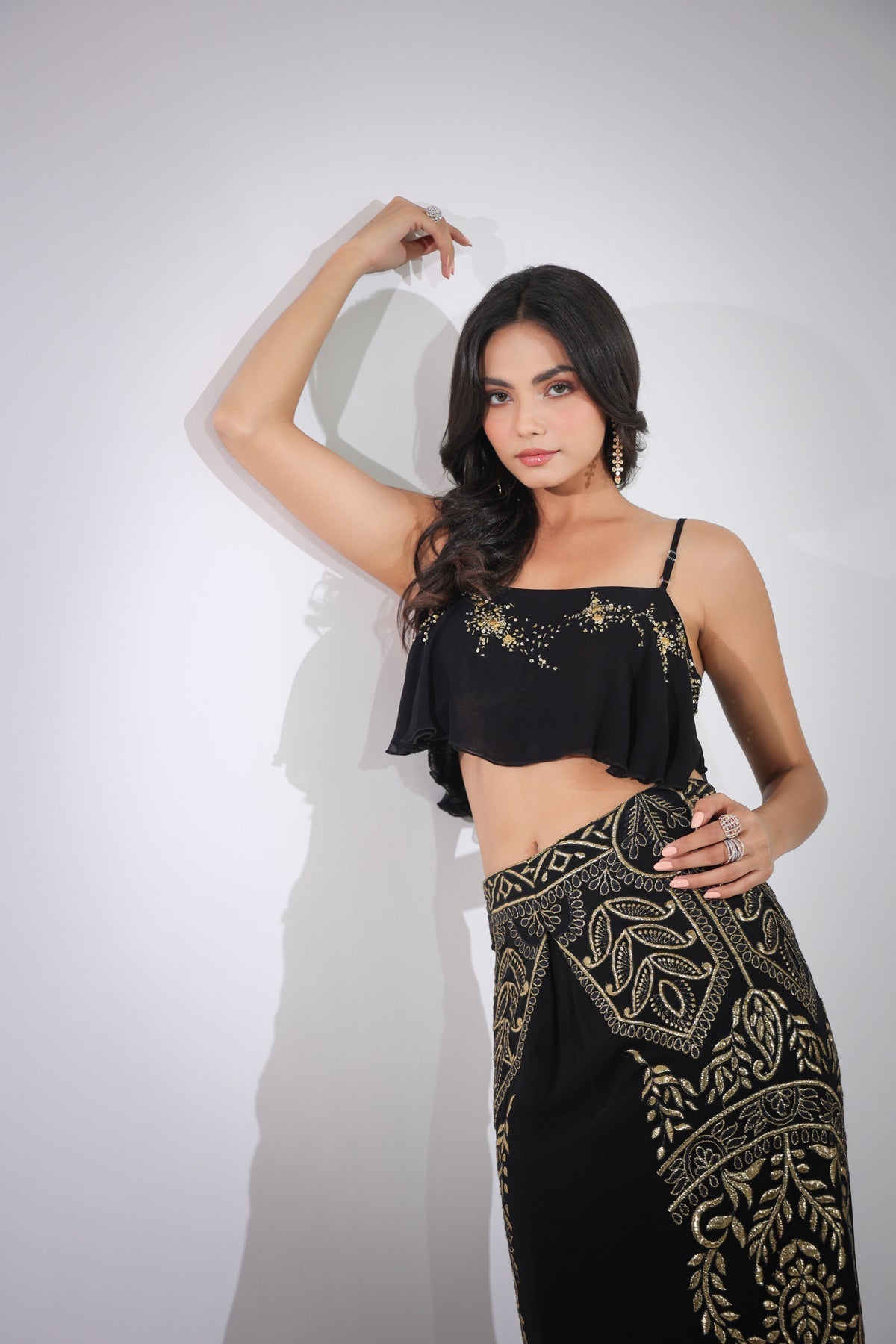 Image of Haseena kohl  black top skirt set