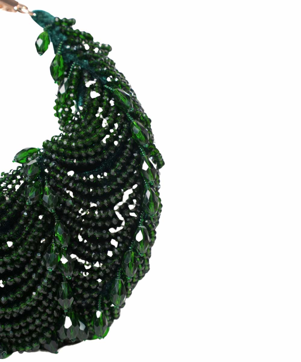 Liona Green Suede Embellished Hobo Bag