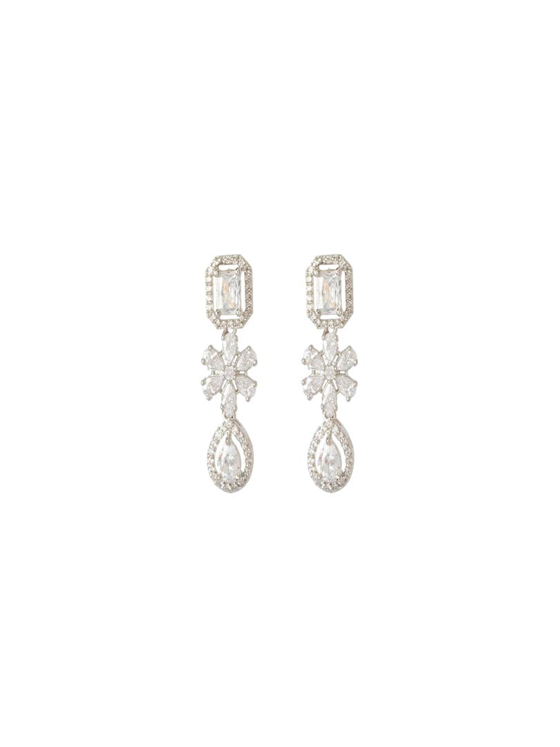 Vivinia By Vidhi Mehra Zia Silver Plated Womens Zircon Necklace Set with Pair of earrings VN421