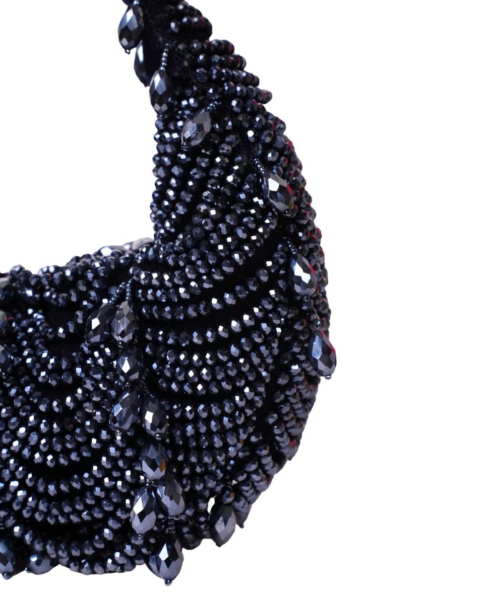 Liona Navy Blue Suede Embellished Hobo Bag