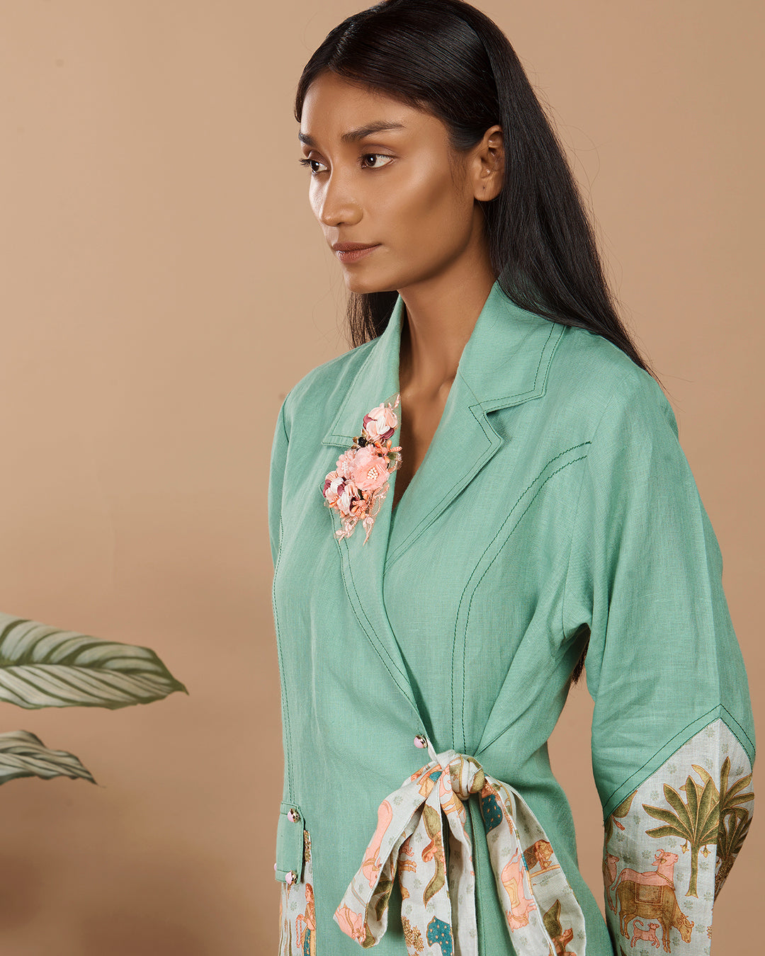 Nirvi Clover Green Trench Coat