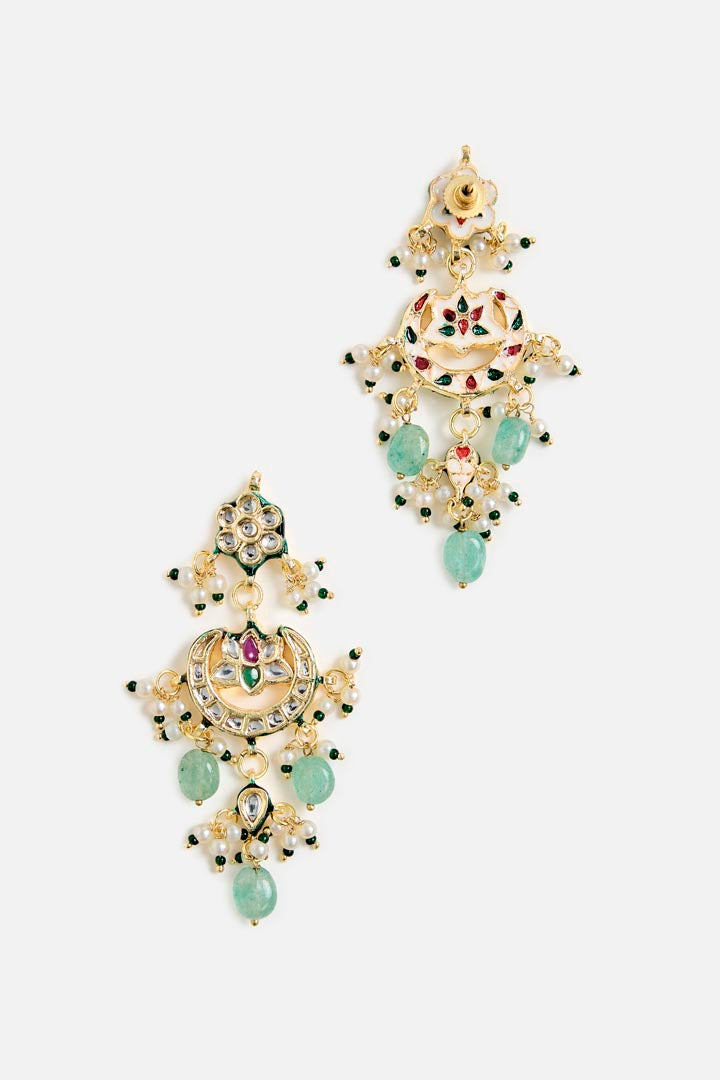 Green Beaded Kundan Choker Necklace Set