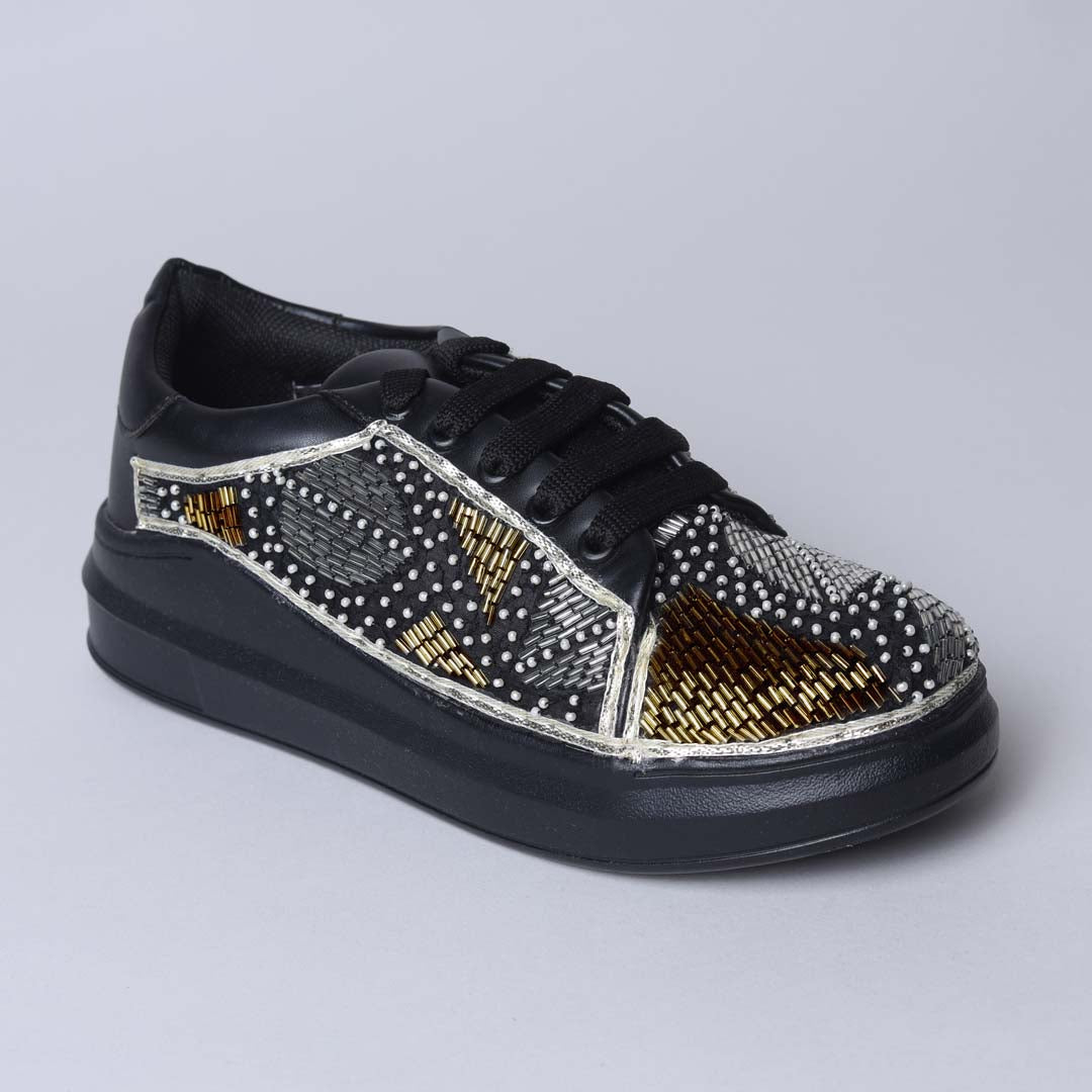 Black Metal Foliage Sneakers
