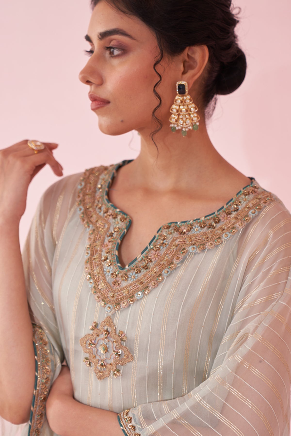 GULZAAR PALE BLUE KAFTAN SET