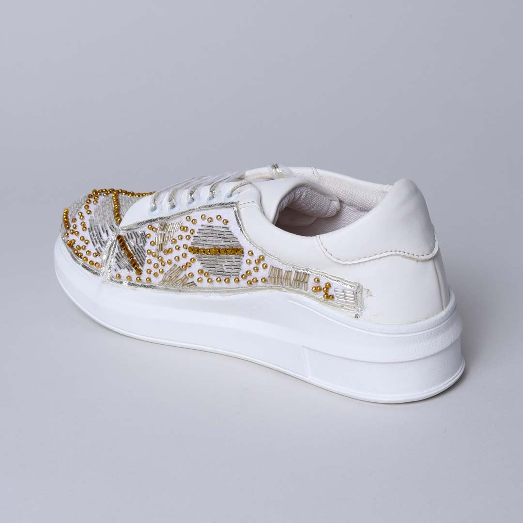 White Metal Foliage Sneakers